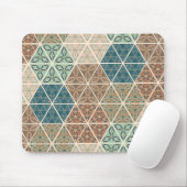 Geo XI | Blauw- en Groen tribaal patroon Muismat (Met muis)