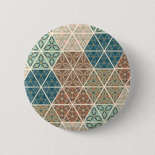 Geo XI | Blauw- en Groen tribaal patroon Ronde Button 5,7 Cm (Voorkant)