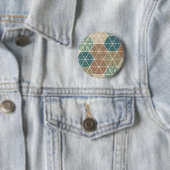 Geo XI | Blauw- en Groen tribaal patroon Ronde Button 5,7 Cm (In situ)