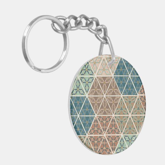 Geo XI | Blauw- en Groen tribaal patroon Sleutelhanger (Voorkant Links)