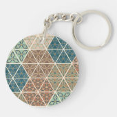 Geo XI | Blauw- en Groen tribaal patroon Sleutelhanger (Achterkant)