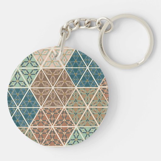 Geo XI | Blauw- en Groen tribaal patroon Sleutelhanger (Achterkant)