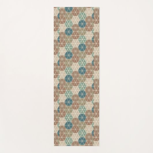 Geo XI | Blauw- en Groen tribaal patroon Yogamat (Voorkant)