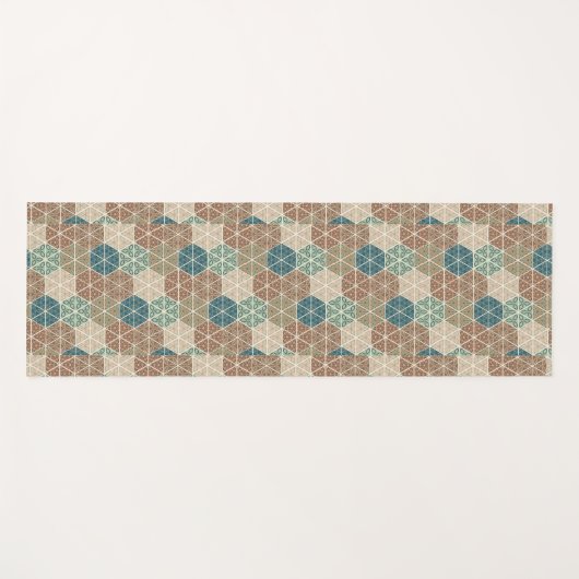 Geo XI | Blauw- en Groen tribaal patroon Yogamat (Voorkant (horizontaal))