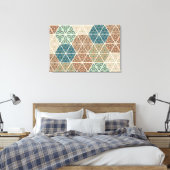 Geo XI voor buitengebruik | Blauw- en Groen tribaa Canvas Afdruk (Insitu (Slaapkamer))