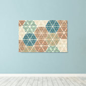 Geo XI voor buitengebruik | Blauw- en Groen tribaa Canvas Afdruk (Insitu (Houten vloer))