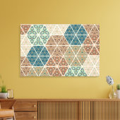 Geo XI voor buitengebruik | Blauw- en Groen tribaa Canvas Afdruk (Insitu (Woonkamer))