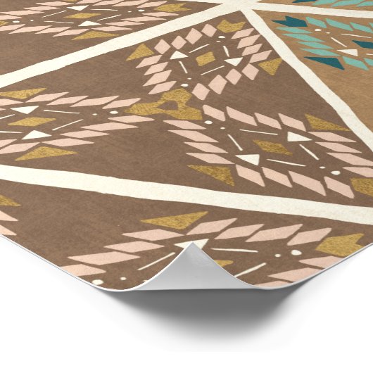 Geo XI voor buitengebruik | Blauw- en Groen tribaa Poster (Hoek)