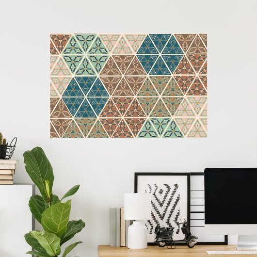 Geo XI voor buitengebruik | Blauw- en Groen tribaa Poster (Thuiskantoor)