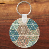 Geo XI voor buitengebruik | Blauw- en Groen tribaa Sleutelhanger (Voorkant)
