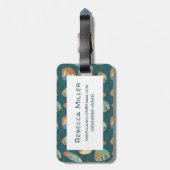Geo XII buiten | Blauw en groen geometrisch patroo Bagagelabel (Achterkant verticaal)