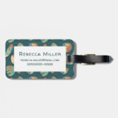 Geo XII buiten | Blauw en groen geometrisch patroo Bagagelabel (Achterkant horizontaal)