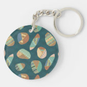 Geo XII buiten | Blauw en groen geometrisch patroo Sleutelhanger (Achterkant)