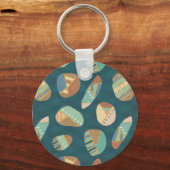 Geo XII buiten | Blauw en groen geometrisch patroo Sleutelhanger (Voorkant)