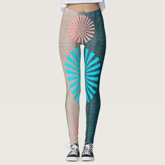 GeoBlend Gestreepte Leggings, Earth & Sky Hues Leggings (Voorkant)