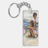 Geobsedeerd door het onmogelijke te overwinnen sleutelhanger (Voorkant Links)