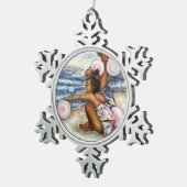 Geobsedeerd door het onmogelijke te overwinnen tin sneeuwvlok ornament (Rechts)