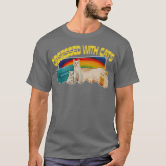 Geobsedeerd door katten Retro stijl kat minnaar ca T-shirt