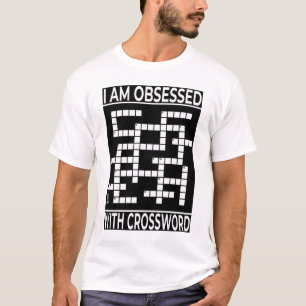 Geobsedeerd door kruiswoordraadsel Mannen wit T-shirt