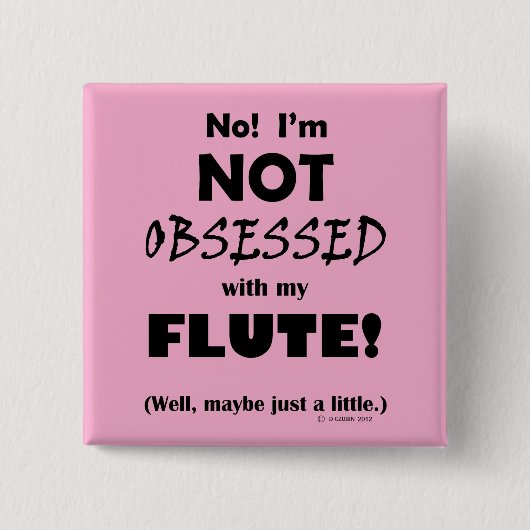 geobsedeerde flute vierkante button 5,1 cm (Voorkant)