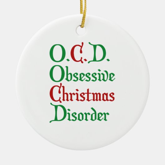 Geobsedeerde kerstziekte keramisch ornament (Voorkant)