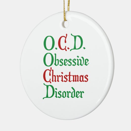 Geobsedeerde kerstziekte keramisch ornament (Links)