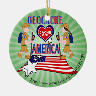 GEOCACHE AMERICA GEOCACHING KERAMISCH ORNAMENT