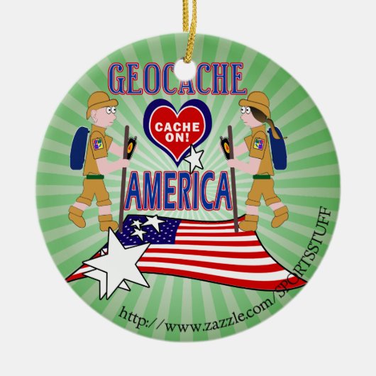 GEOCACHE AMERICA GEOCACHING KERAMISCH ORNAMENT (Voorkant)