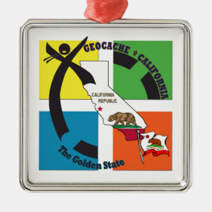 GEOCACHE CALIFORNIA DE GOLDEN STAAT METALEN ORNAMENT