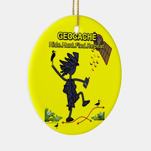 Geocache Huid Hunt Find III Keramisch Ornament (Rechts)