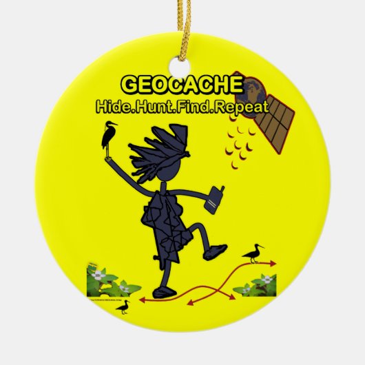 Geocache Huid Hunt Find III Keramisch Ornament (Voorkant)