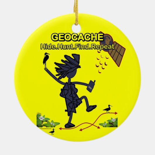 Geocache Huid Hunt Find III Keramisch Ornament (Achterkant)