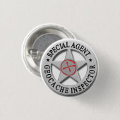 Geocache Inspector *Special Agent* w/logo Ronde Button 3,2 Cm (Voorkant /achterkant)