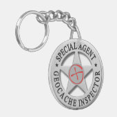 Geocache Inspector *Special Agent* w/logo Sleutelhanger (Voorkant Links)