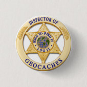 Geocache Inspector - Verbergen, zoeken, logembleem Ronde Button 3,2 Cm (Voorkant)