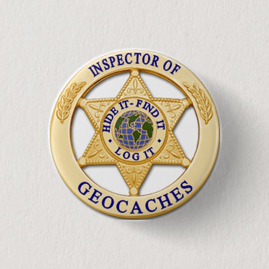 Geocache Inspector - Verbergen, zoeken, logembleem Ronde Button 3,2 Cm (Voorkant)