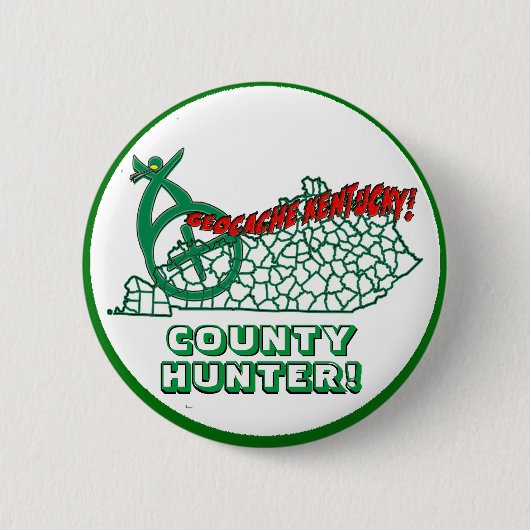 GEOCACHE KENTUCKY COUNTY HUNTER RONDE BUTTON 5,7 CM (Voorkant)