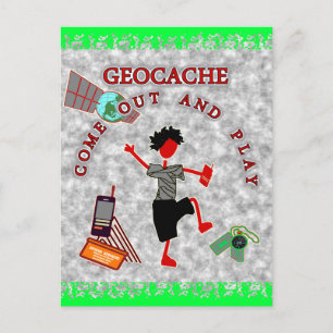 Geocache komt uit en speelt briefkaart