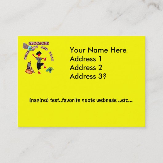 Geocache komt uit en speelt visitekaartje (Voorkant)