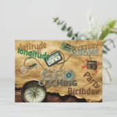 Geocache Party Uitnodiging - Aanpassen (Staand voorkant)