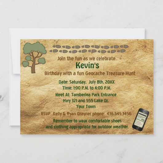 Geocache Party Uitnodiging - Aanpassen (Achterkant)