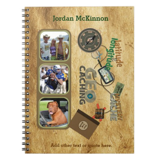 Geocache Triple Photo Journal Notitieboek (Voorkant)