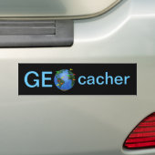 Geocacher Aarde met vlag Geocaching Aangepaste aut Bumpersticker (Op auto)