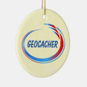Geocacher Blue en Red Splash Keramisch Ornament (Rechts)