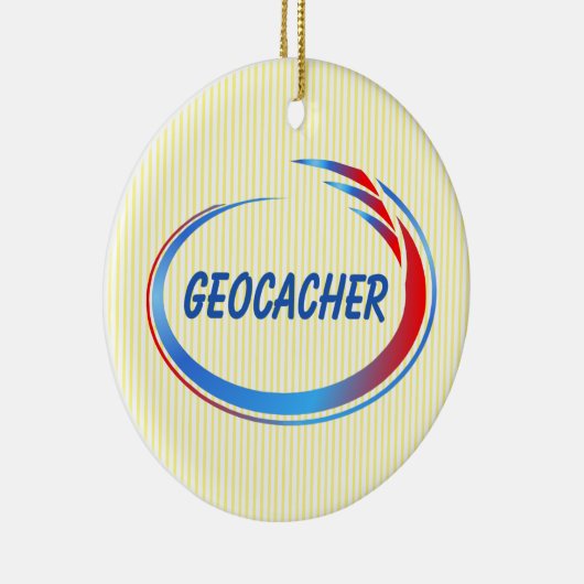 Geocacher Blue en Red Splash Keramisch Ornament (Rechts)