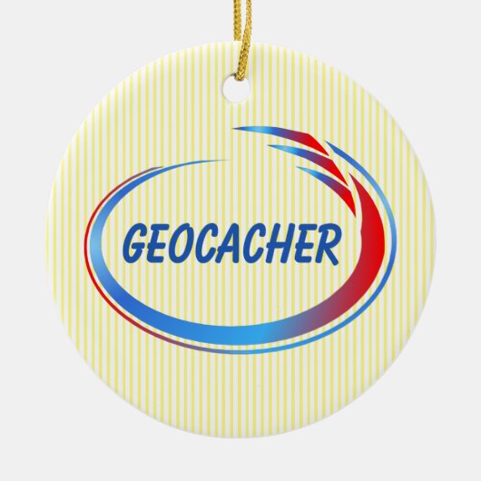 Geocacher Blue en Red Splash Keramisch Ornament (Voorkant)
