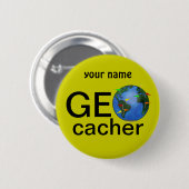 Geocacher Earth Geocaching Aangepaste Naam Ronde Button 5,7 Cm (Voorkant /achterkant)