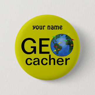 Geocacher Earth Geocaching Aangepaste Naam Ronde Button 5,7 Cm