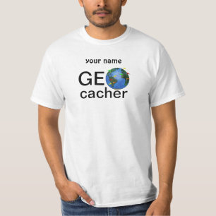 Geocacher Earth met vlag Geocaching Custom T-shirt