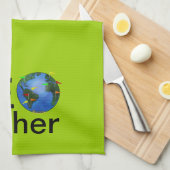 Geocacher Earth met vlag Geocaching Custom Theedoek (Quarter Fold)